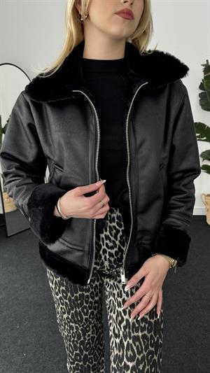 Kürk Lamineli Suni Deri Ceket 