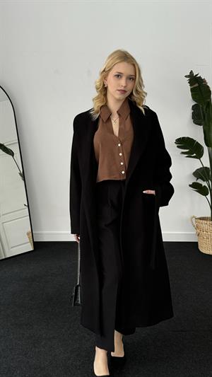 Kuşaklı Kaşe Kaban Siyah