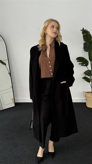 Kuşaklı Kaşe Kaban Siyah