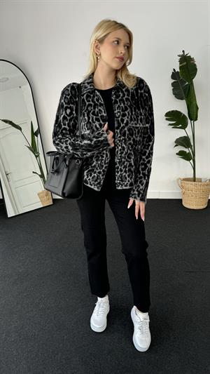 Leopar Desenli Jakarlı Hırka 