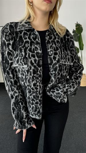 Leopar Desenli Jakarlı Hırka 