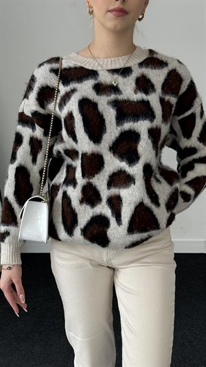 Leopar Desenli Sakallı Kumaş Triko Kumaş 