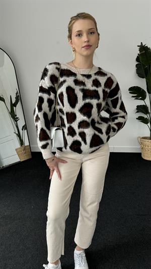 Leopar Desenli Sakallı Kumaş Triko Kumaş 