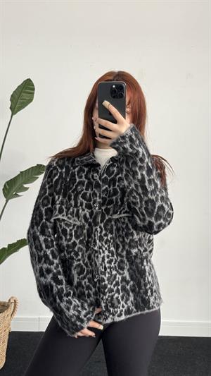 Leoparlı Jakarlı Hırka 