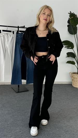 Likralı İspanyol Paça Lux Kalite Pantolon Siyah