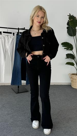 Likralı İspanyol Paça Lux Kalite Pantolon Siyah