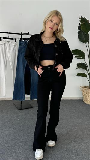 Likralı İspanyol Paça Lux Kalite Pantolon Siyah