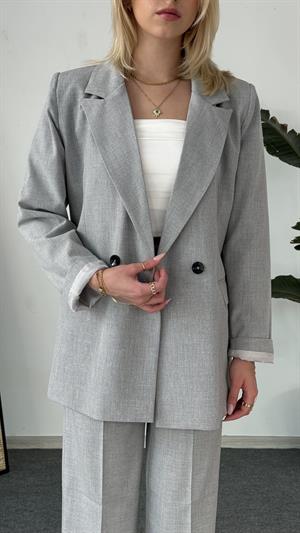 Lux Kalite Blazer Ceket Gri