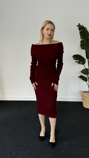 Madonna Yaka Elbise Bordo