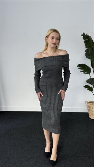 Madonna Yaka Elbise Gri