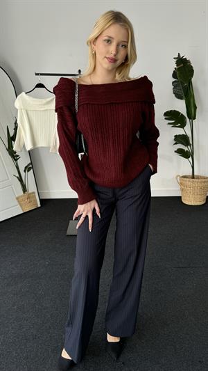 Madonna Yaka Fitilli Kazak Bordo