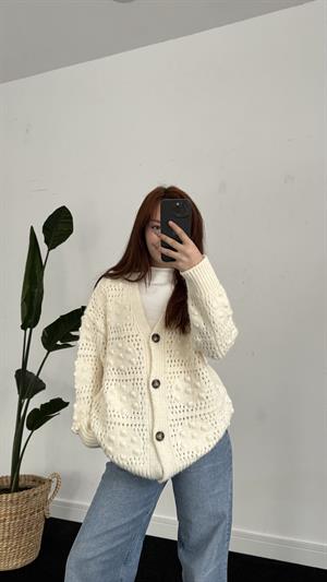 Mango Model Örgü Hırka Beyaz