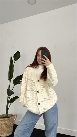 Mango Model Örgü Hırka Beyaz