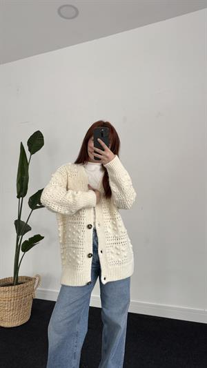 Mango Model Örgü Hırka Beyaz