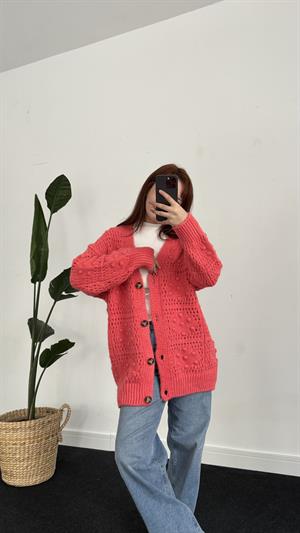 Mango Model Örgü Hırka Nar Çiçeği