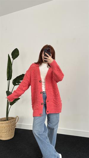 Mango Model Örgü Hırka Nar Çiçeği