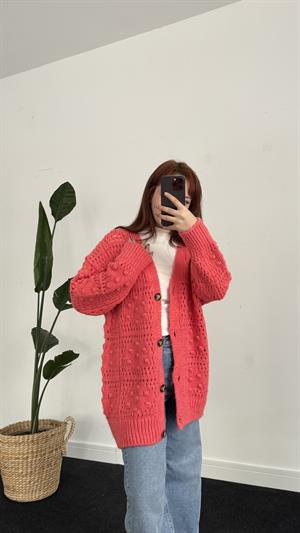 Mango Model Örgü Hırka Nar Çiçeği