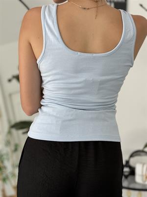 Modal Pamuk U Yaka Oysho Crop Bebek mavisi 