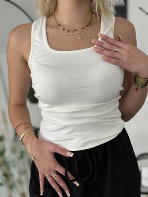 Modal Pamuk U Yaka Oysho Crop Beyaz  