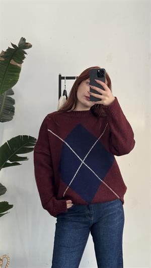 Mrka Baklava Desen Kazak Bordo