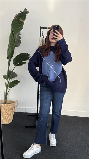 Mrka Baklava Desen Kazak Lacivert