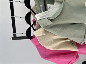 Müslin Kumaş Kısa Kollu Crop Gömlek Pembe