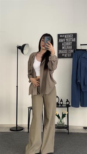 Müslin Kumaş Salaş Pantolon Haki 