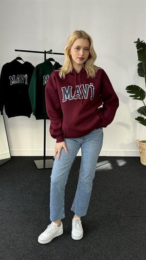 Orjinal Kalıp Etiketli Mavi Sweat Bordo