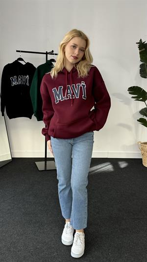 Orjinal Kalıp Etiketli Mavi Sweat Bordo