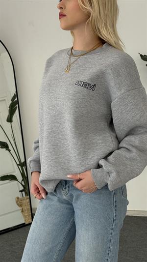 Orjinal Kalıp Etiketli Mavi Sweat Gri