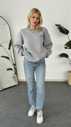 Orjinal Kalıp Etiketli Mavi Sweat Gri