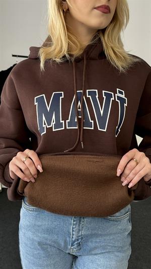 Orjinal Kalıp Etiketli Mavi Sweat Kahverengi