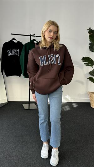 Orjinal Kalıp Etiketli Mavi Sweat Kahverengi