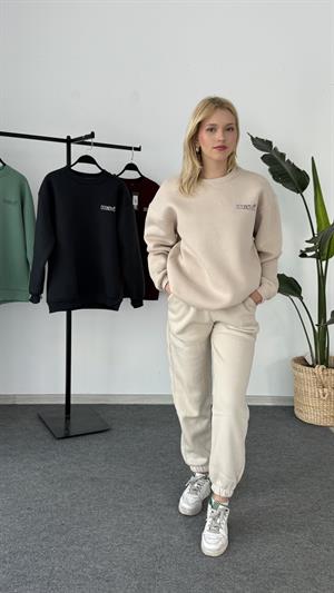 Orjinal Kalıp Etiketli Mavi Sweat Krem