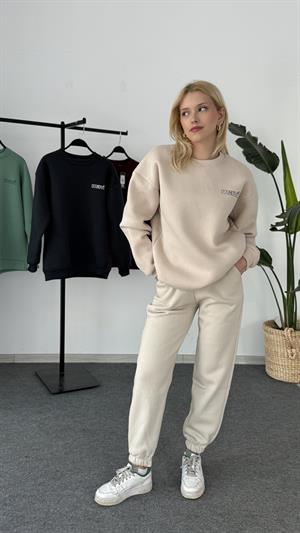 Orjinal Kalıp Etiketli Mavi Sweat Krem