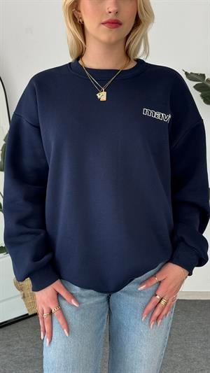 Orjinal Kalıp Etiketli Mavi Sweat Lacivert