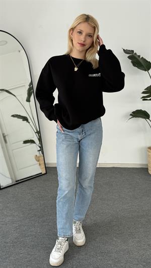 Orjinal Kalıp Etiketli Mavi Sweat Siyah