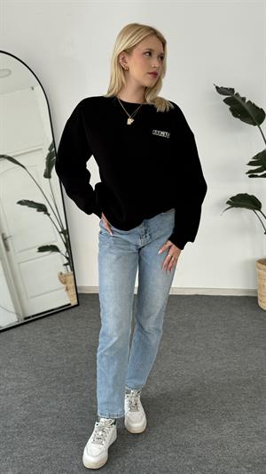 Orjinal Kalıp Etiketli Mavi Sweat Siyah