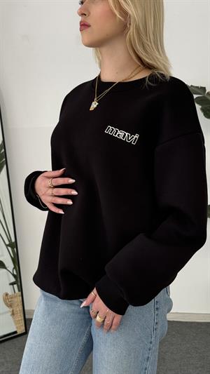 Orjinal Kalıp Etiketli Mavi Sweat Siyah