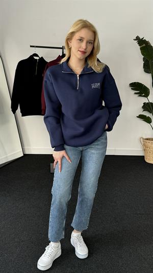 Orjinal Kalıp Etiketli Polo Yaka Mavi Sweat Lacivert