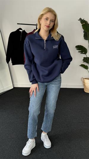 Orjinal Kalıp Etiketli Polo Yaka Mavi Sweat Lacivert