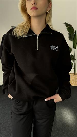 Orjinal Kalıp Etiketli Polo Yaka Mavi Sweat Siyah