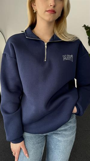 Orjinal Kalıp Etiketli Polo Yaka Mavi Sweat Lacivert