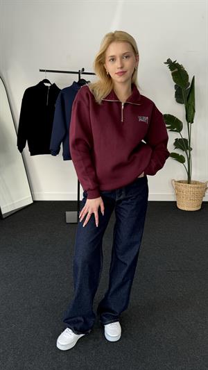 Orjinal Kalıp Etiketli Polo Yaka Mavi Sweat Bordo 