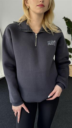 Orjinal Kalıp Etiketli Polo Yaka Mavi Sweat  Antrasit 