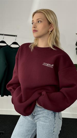 Orjinal Kalıp Mavi Sweat Bordo