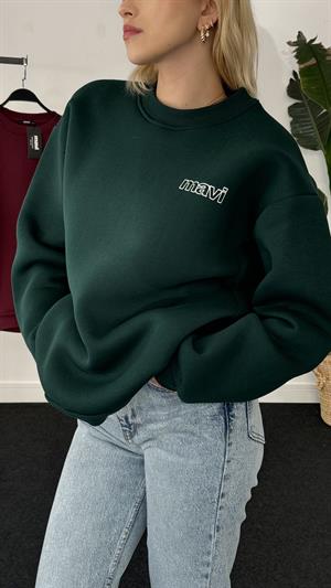 Orjinal Kalıp Mavi Sweat  Koyu Yeşil