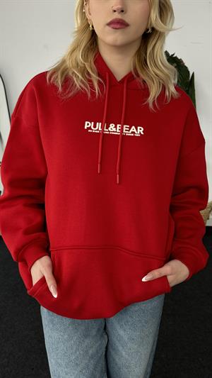 Orjinal Kalıp Pull Bear Üç İplik Şardonlu Sweat Kırmızı 