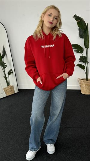 Orjinal Kalıp Pull Bear Üç İplik Şardonlu Sweat Kırmızı 