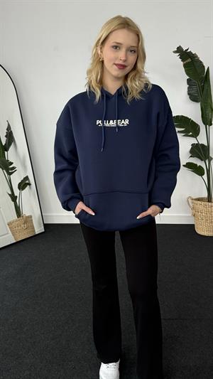 Orjinal Kalıp Pull Bear Üç İplik Şardonlu Sweat Lacivert